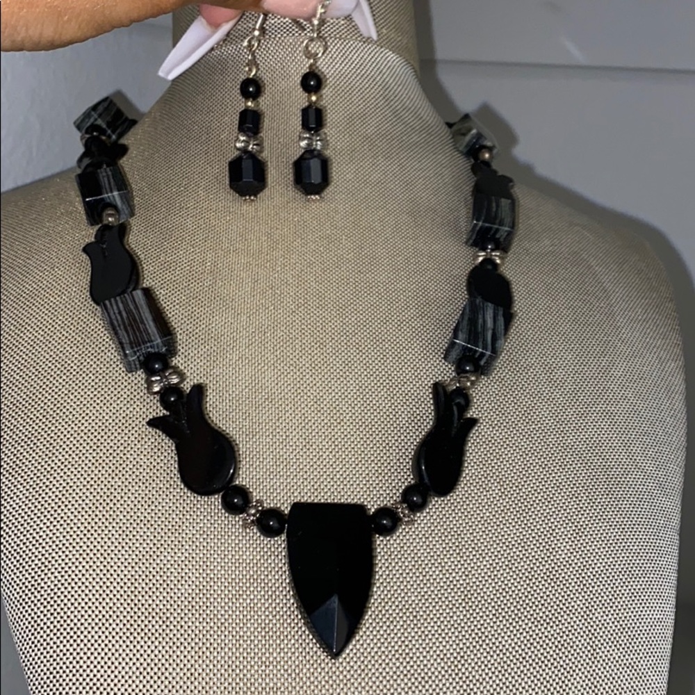 Marble Necklace & Earrings